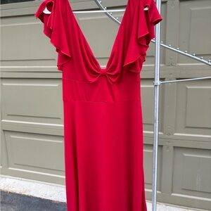 Red Dress with Ruffle Sleeves